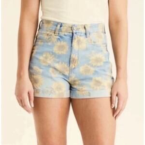 American Eagle Curvy Mom Short Sunflower Print Denim Shorts Women's Size 6